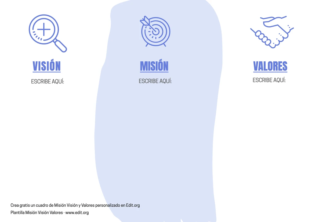 Plantilla para Misión y Visión y Valores editable online