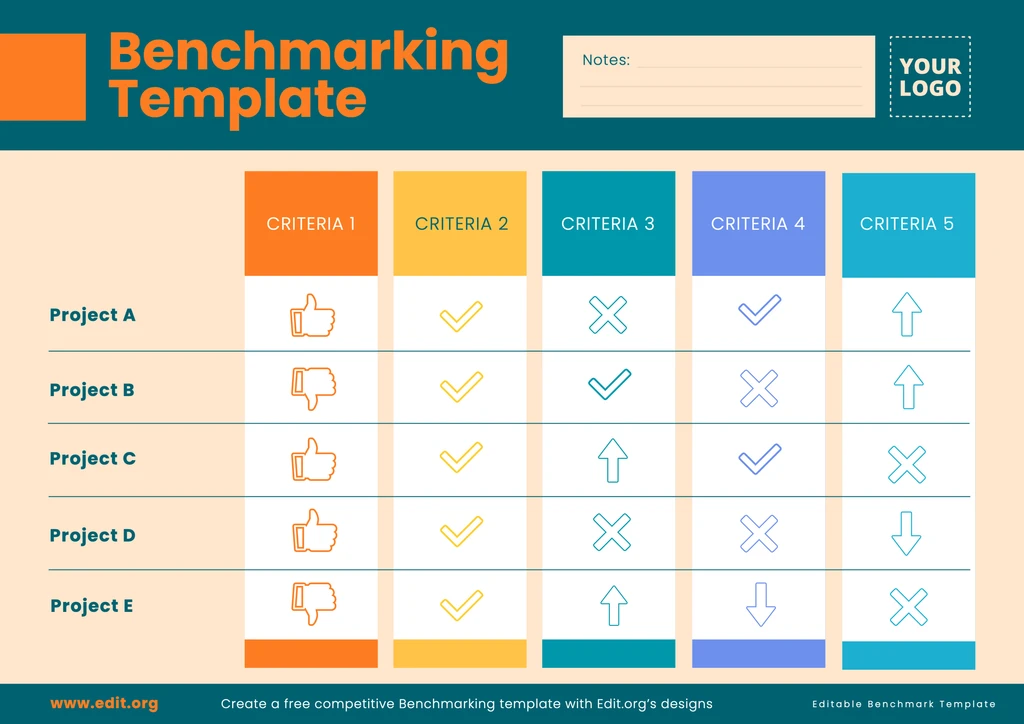 Customizable Benchmark table example template to download