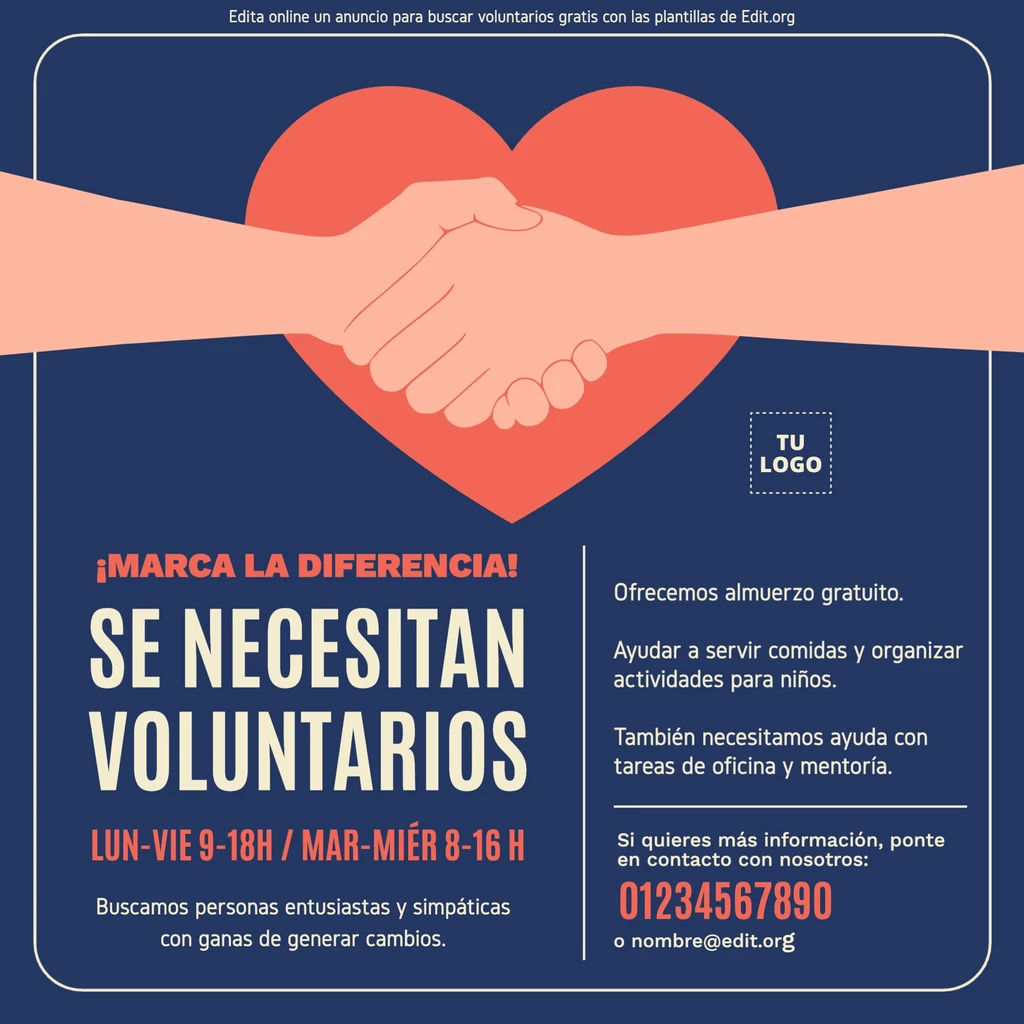 Plantilla Se Busca Voluntarios para personalizar online