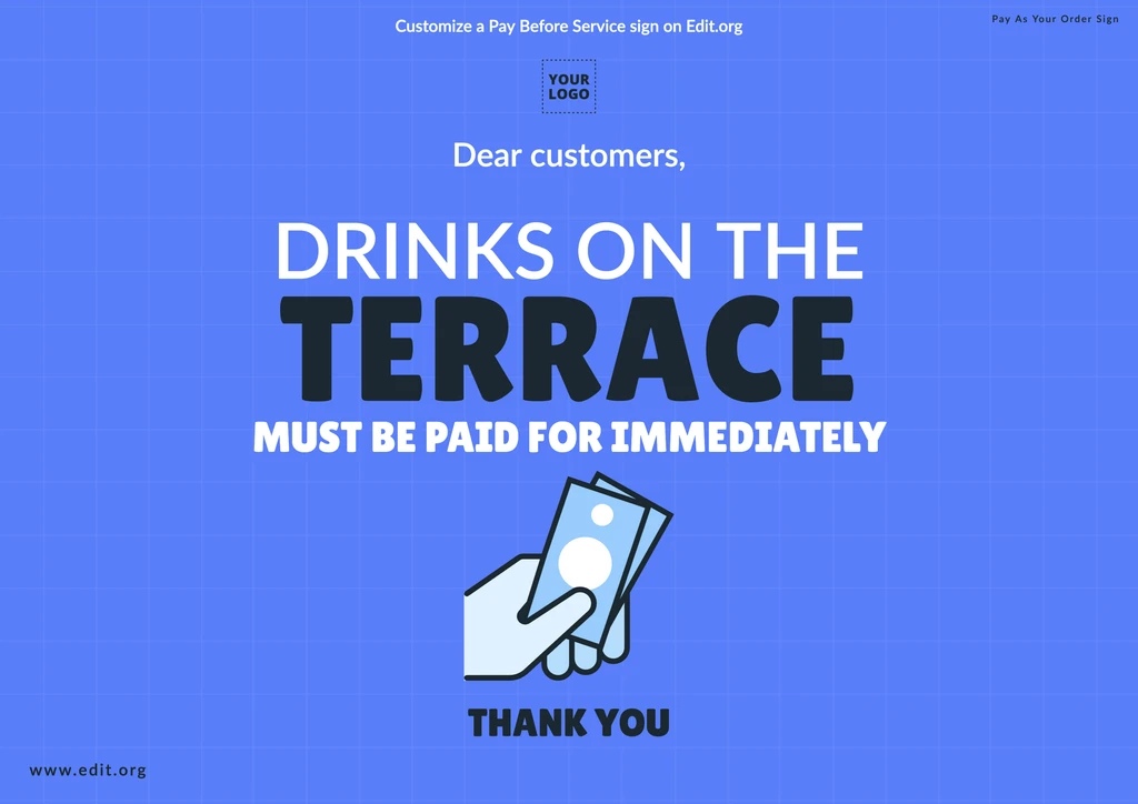 Free editable Pay As You Order sign template