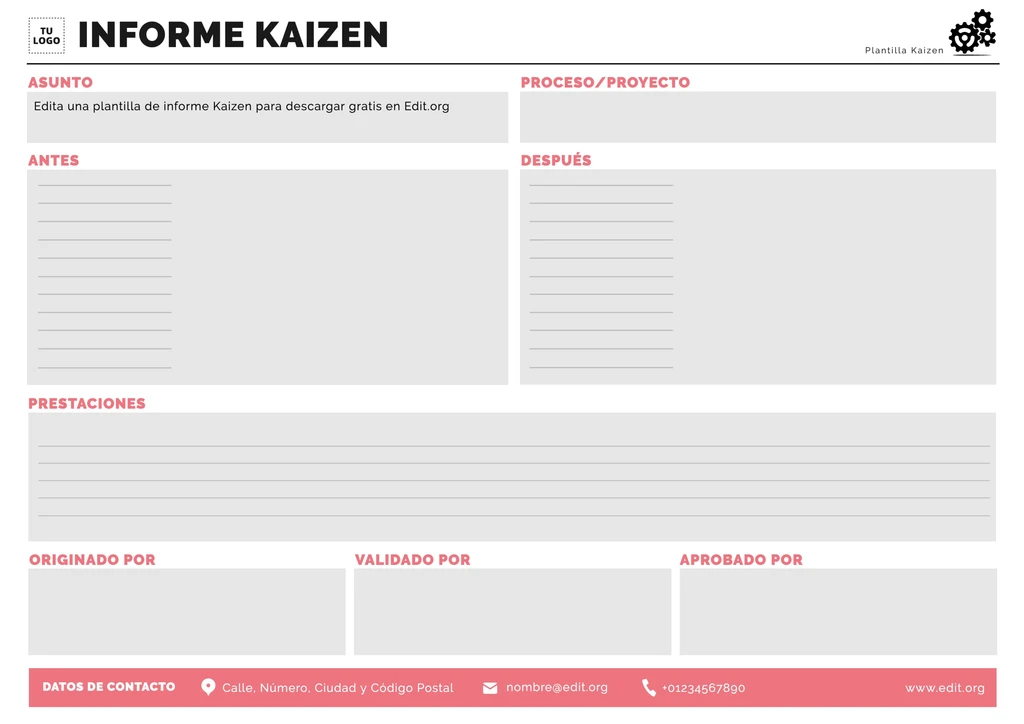 Plantilla metodología de Kaizen personalizable gratis