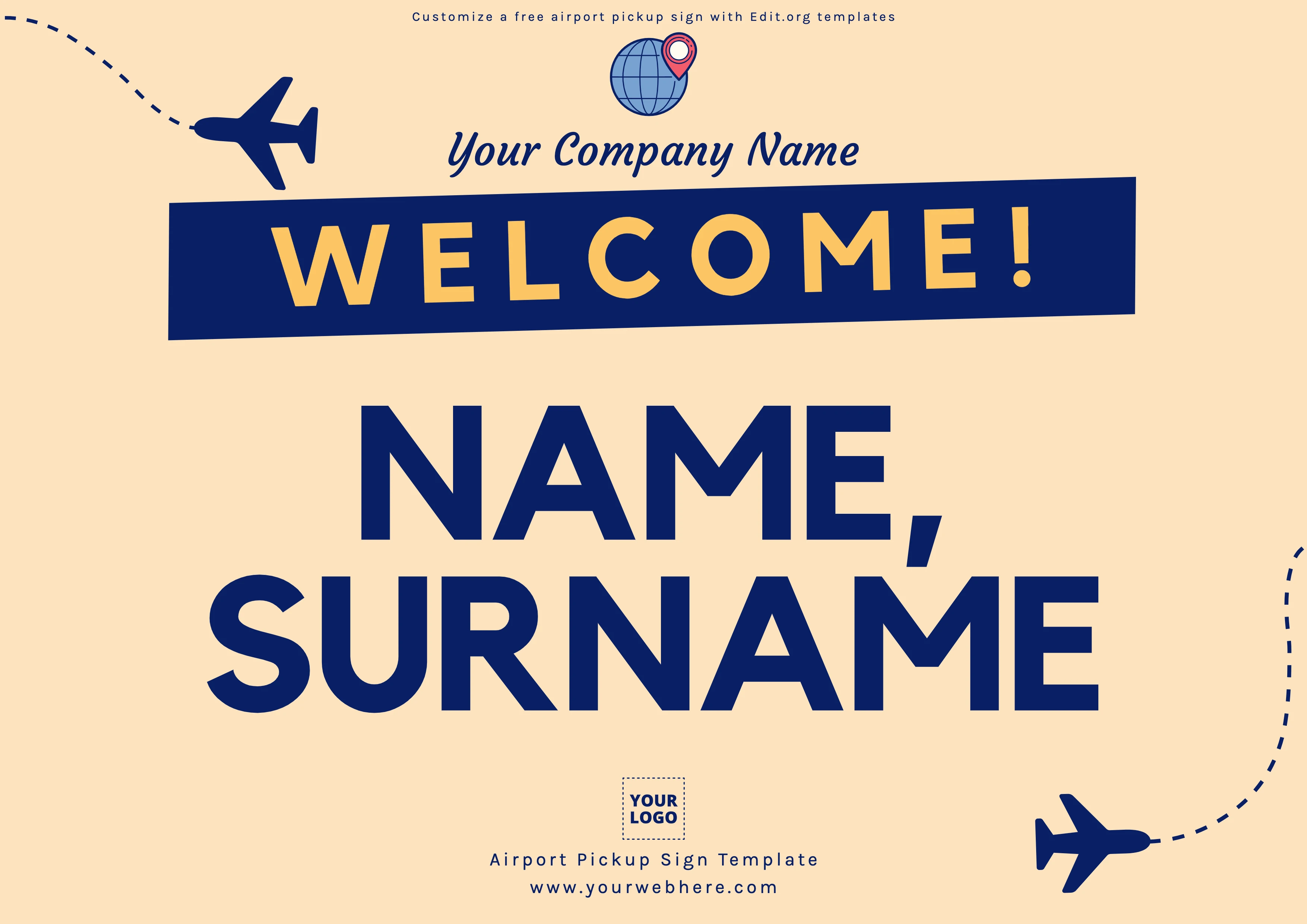 Free creative Airport Welcome sign template to print