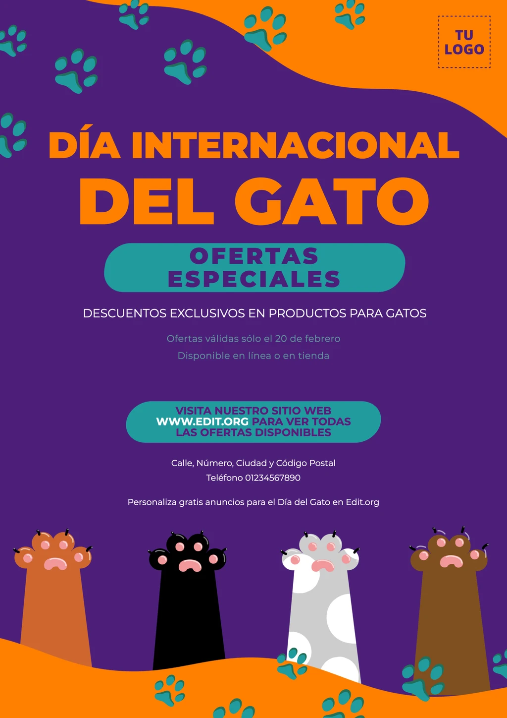Plantillas editables para celebrar el Día Mundial del Gato