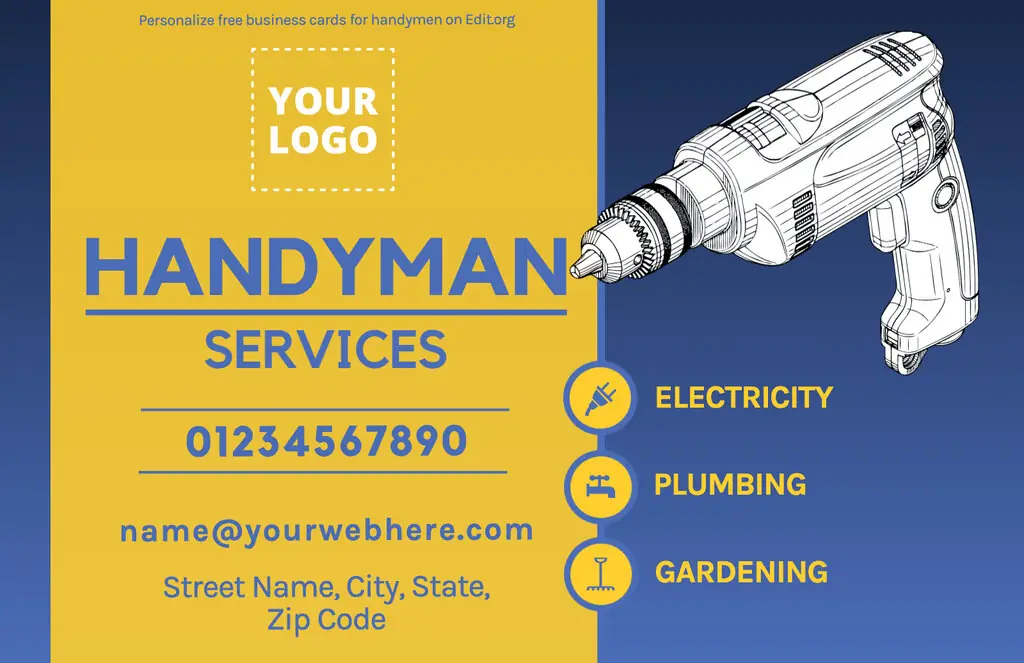 Editable Handyman Business Card template