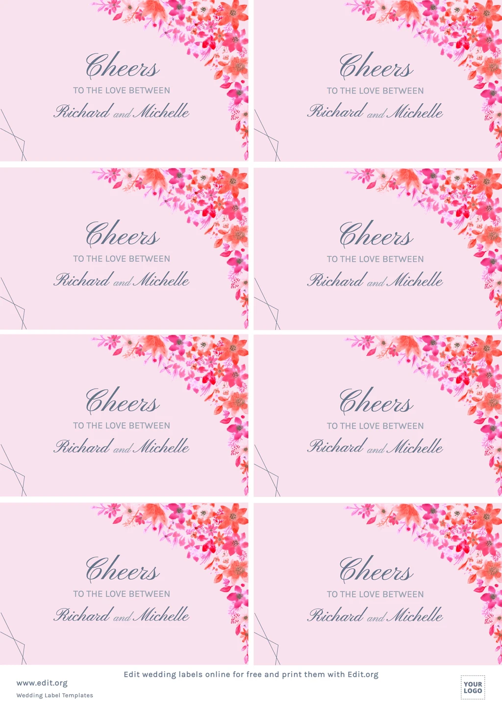 Customizable Wedding invitation address labels for guests