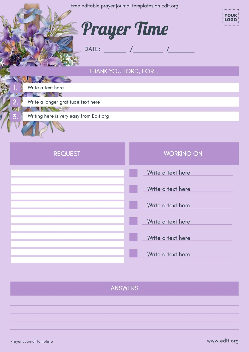 Printable Prayer Journal pages to download