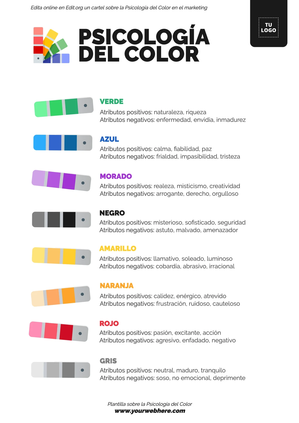 Infografía sobre la representación de colores en marketing