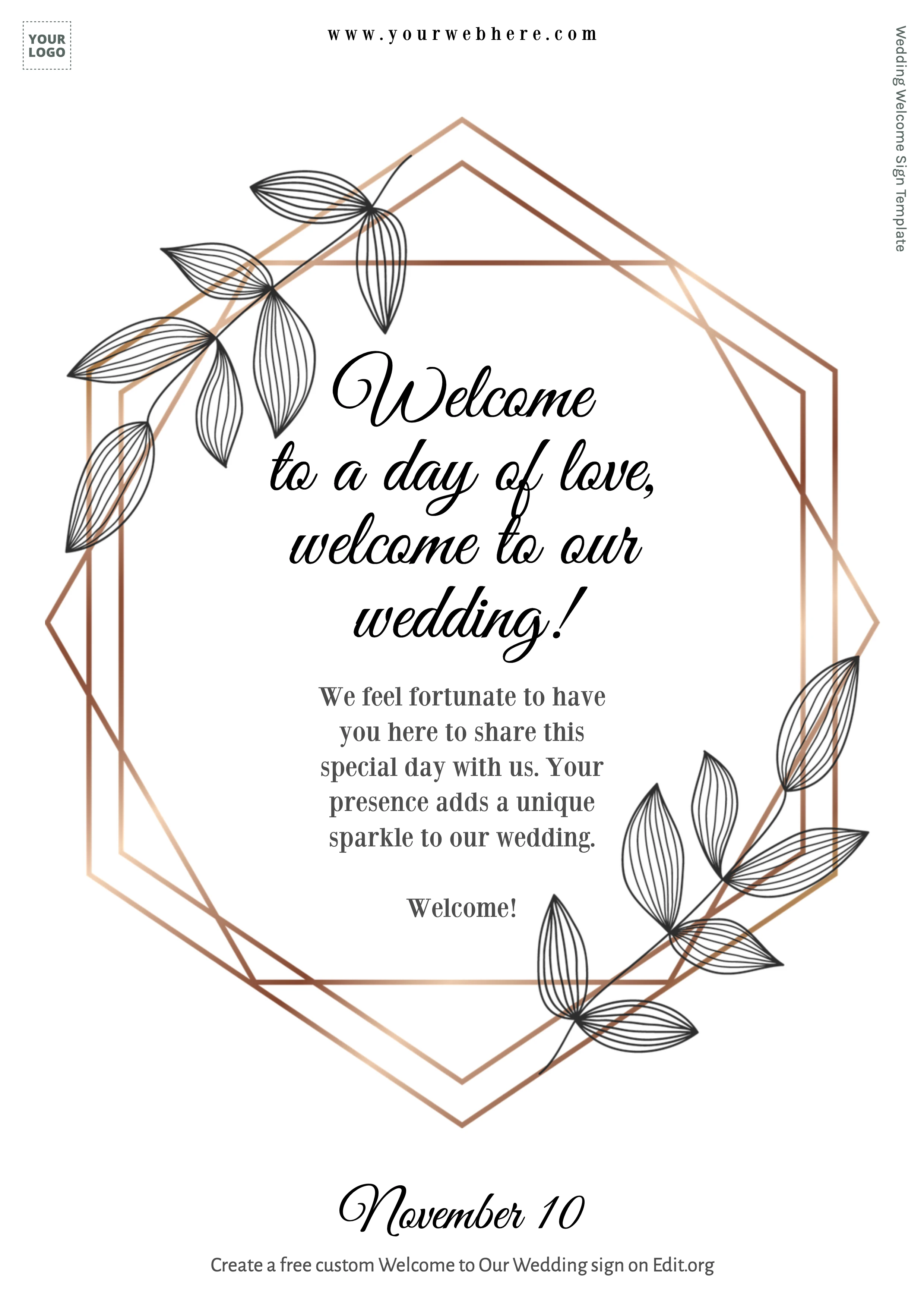 Free Welcome to the Wedding of sign template to print