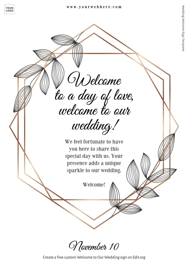 Free Welcome to the Wedding of sign template to print