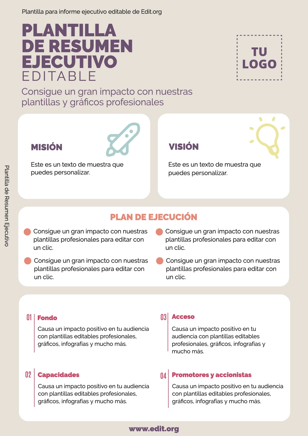 Plantilla para informe ejecutivo personalizable gratis