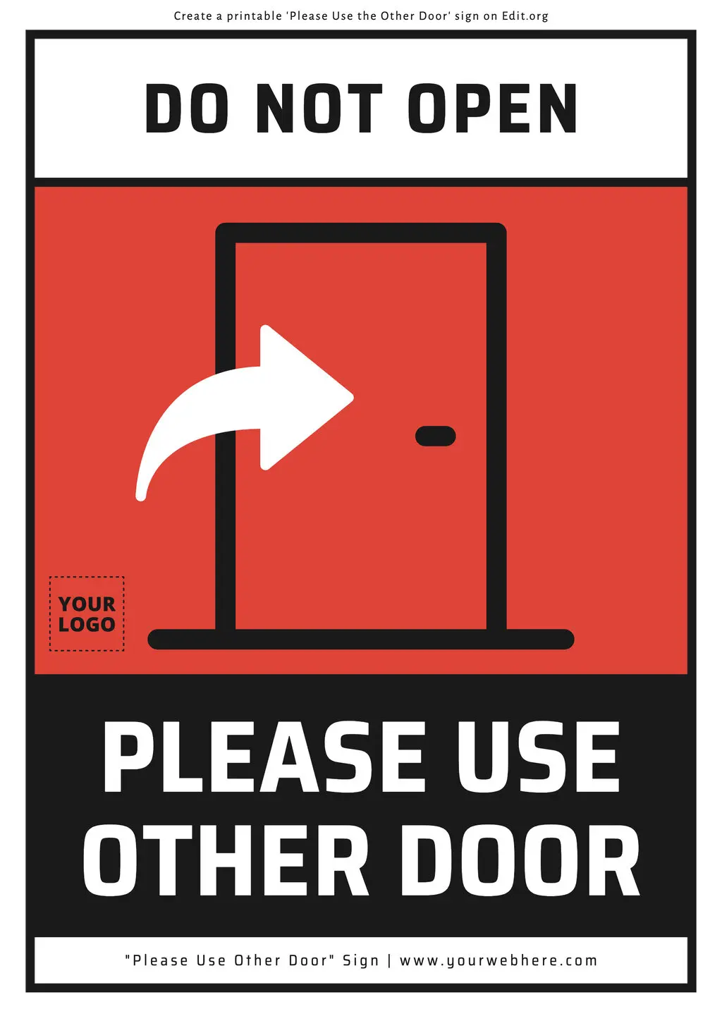 Custom Please Use Side Door sign printable