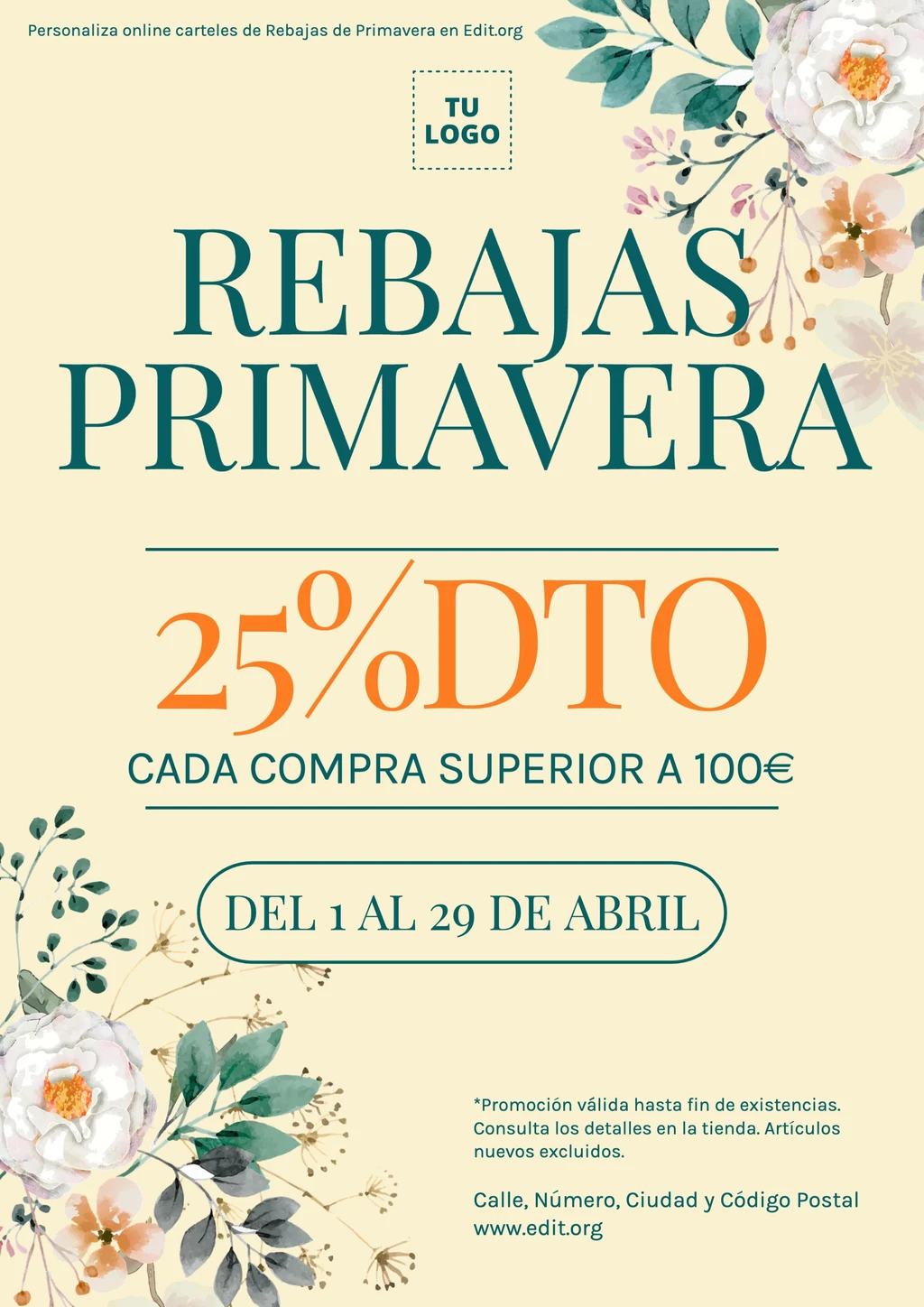 Cartel para Rebajas de Verano editable online