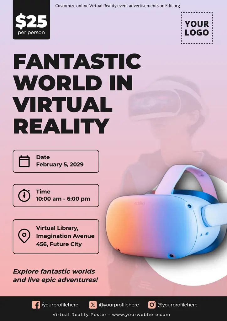 Editable poster for VR events to customize online