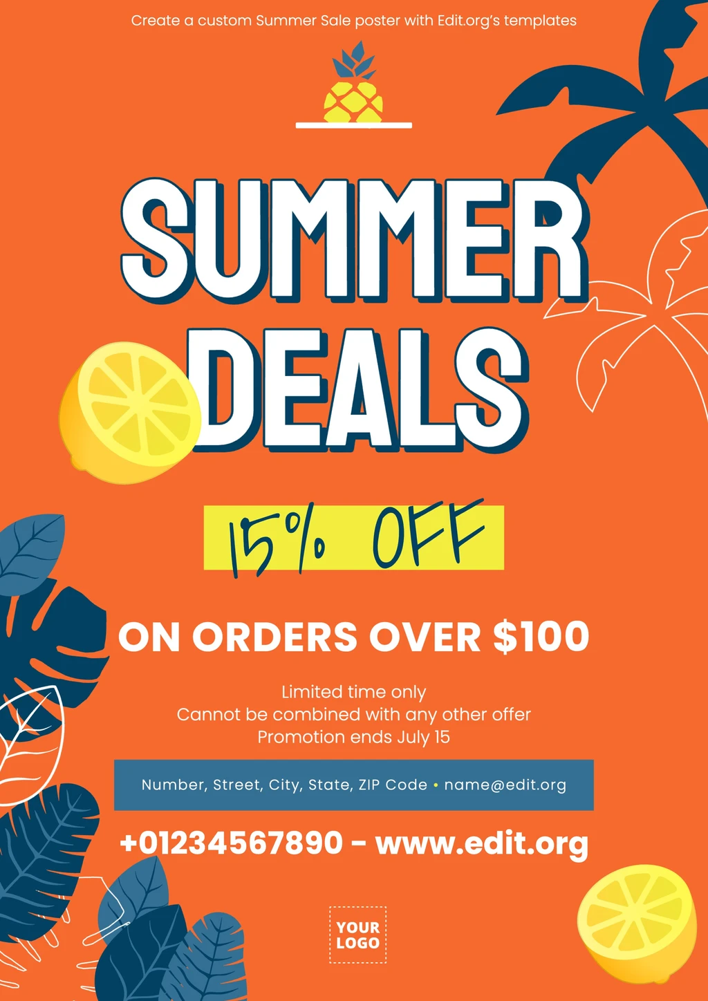 Free Summer Sale poster template to download for free