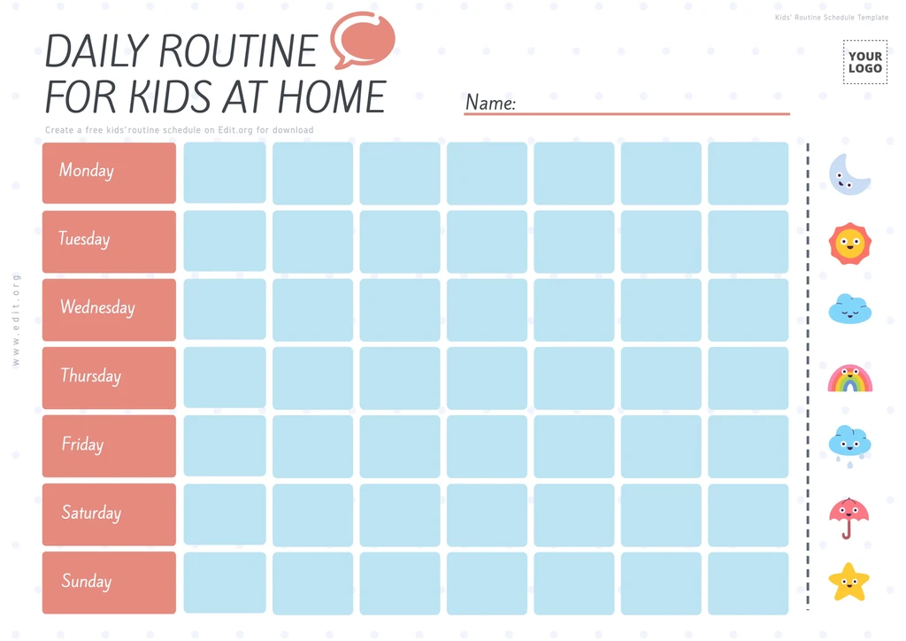 Download Kids Daily Routine Chart with time