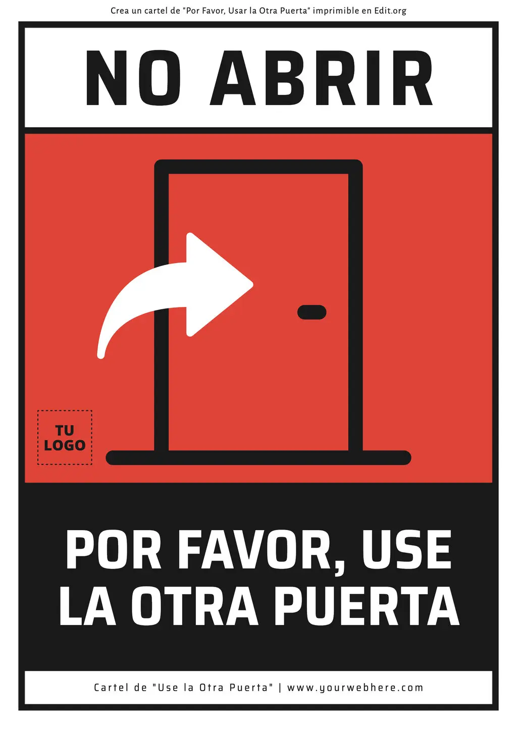 Personaliza gratis cartel de Usar Otra Puerta para editar