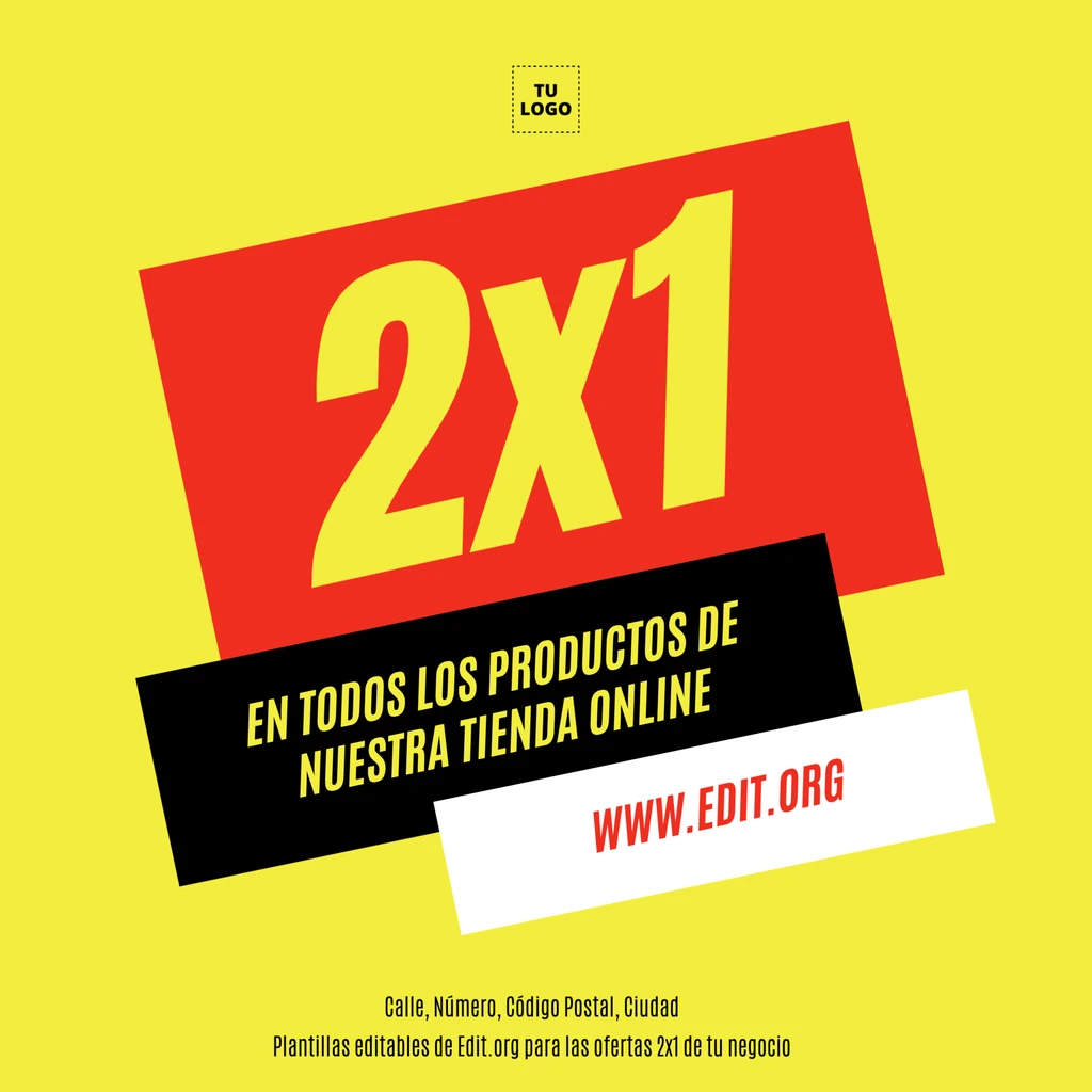 Carteles para ofertas 2 por 1 editables para imprimir