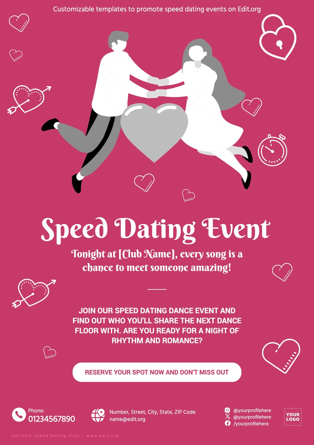 Customizable poster for Singles Speed Dating events