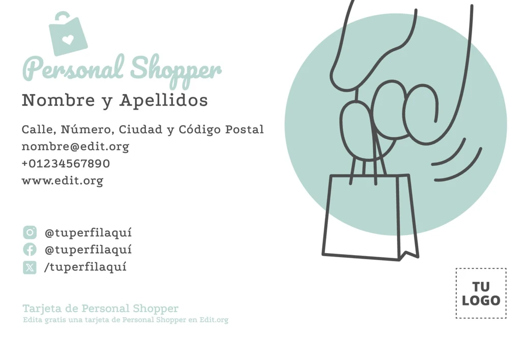 Plantilla para tarjeta de servicio de Shopper editable