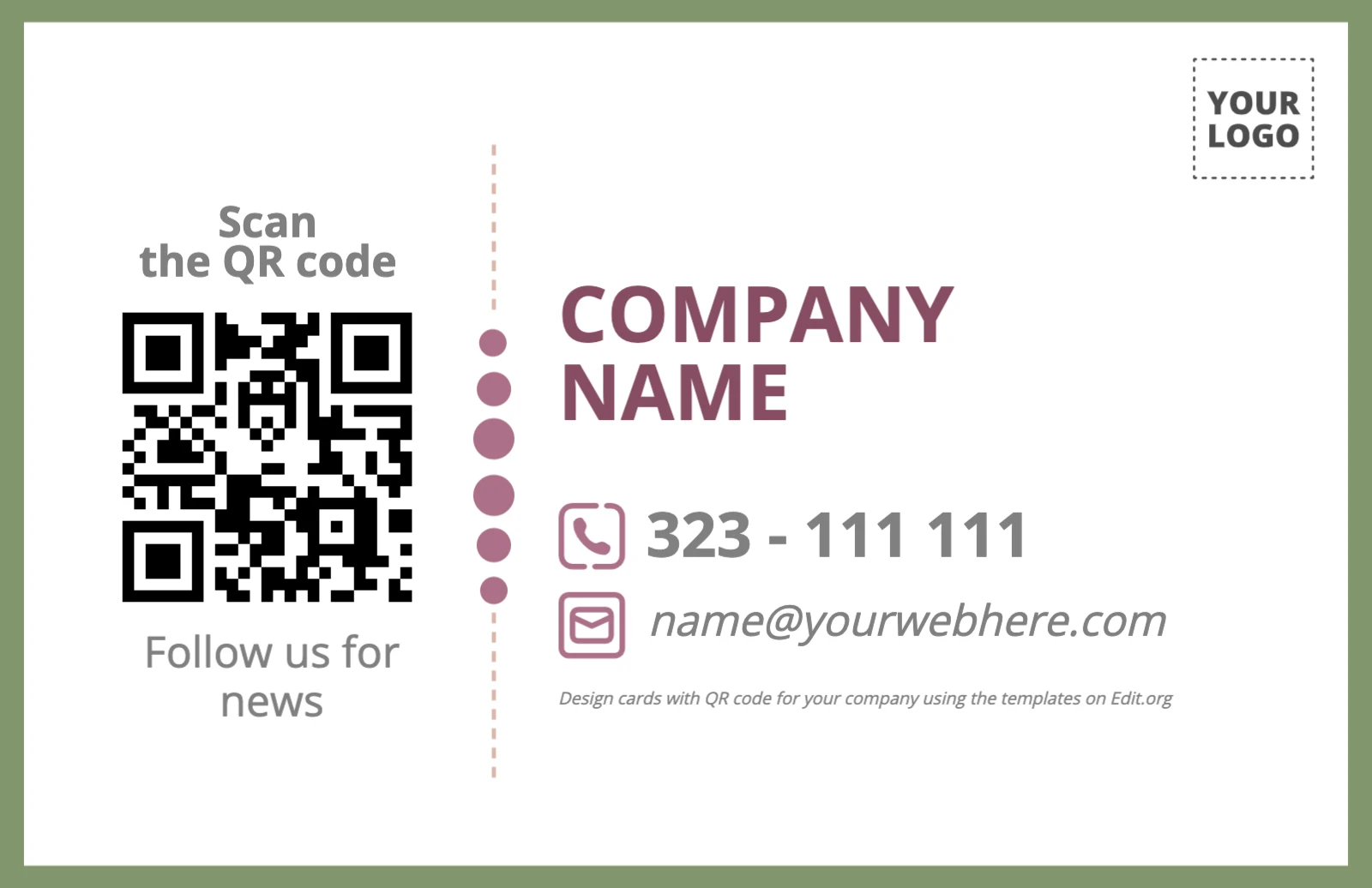 Editable QR code business card examples