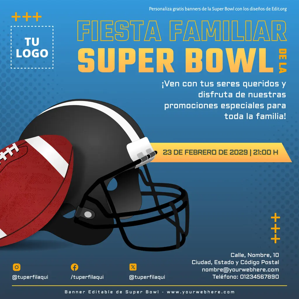 Plantilla para banner de la Super Bowl personalizable online