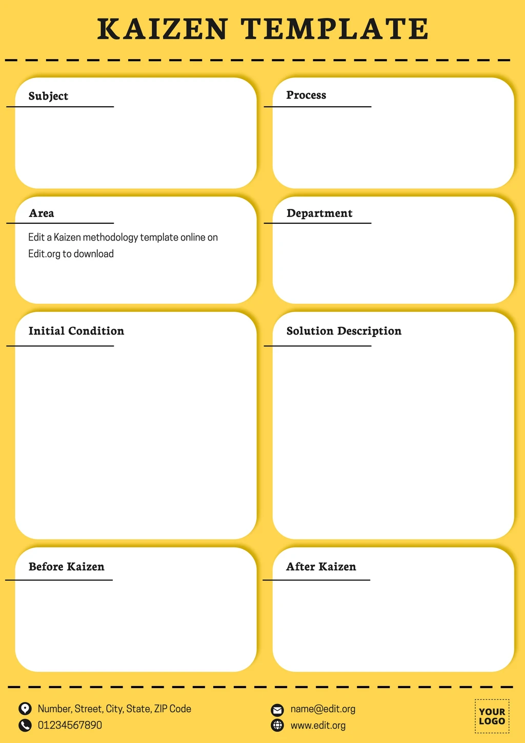 Free customizable Kaizen report format template