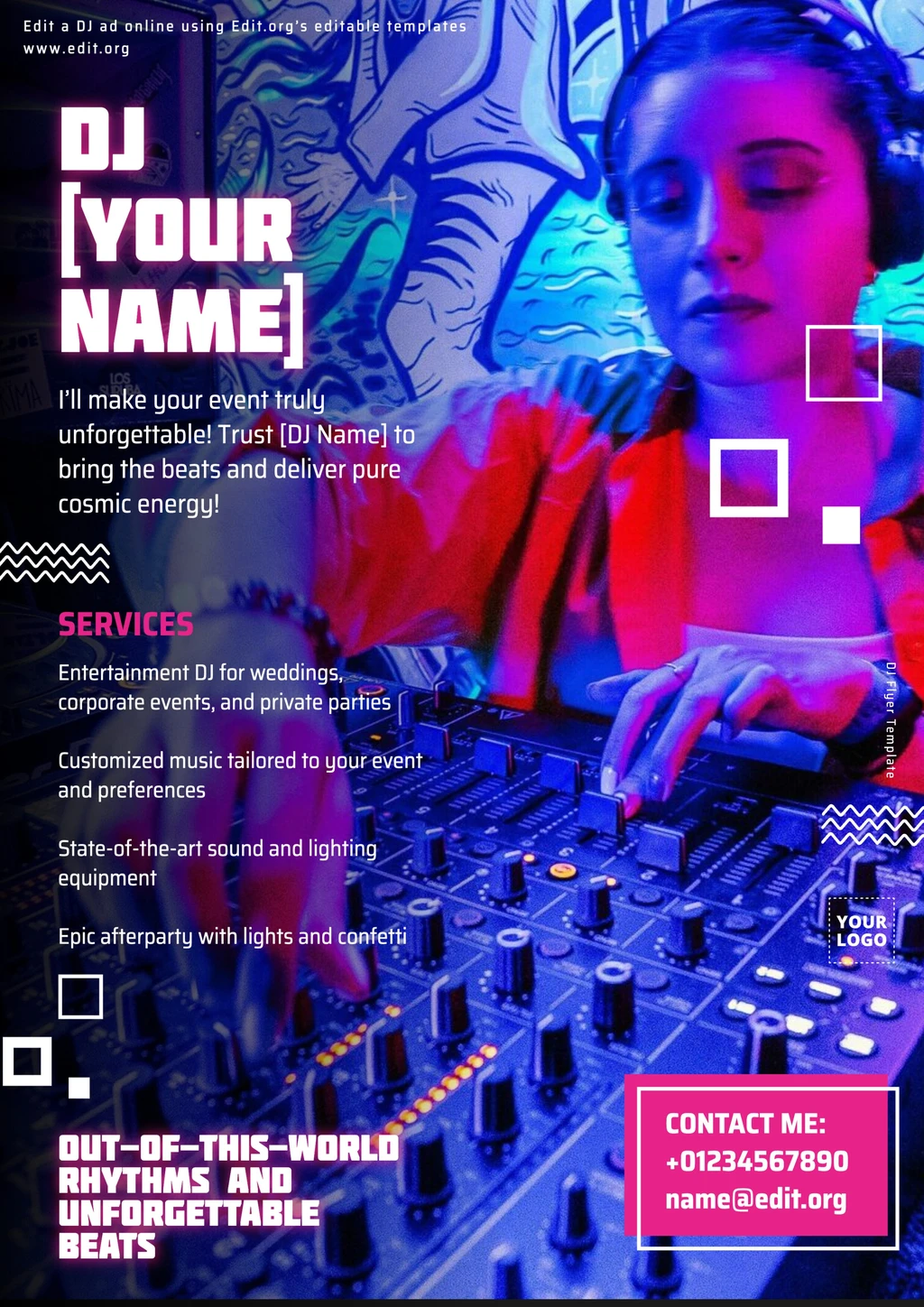 Free editable DJ service flyer template