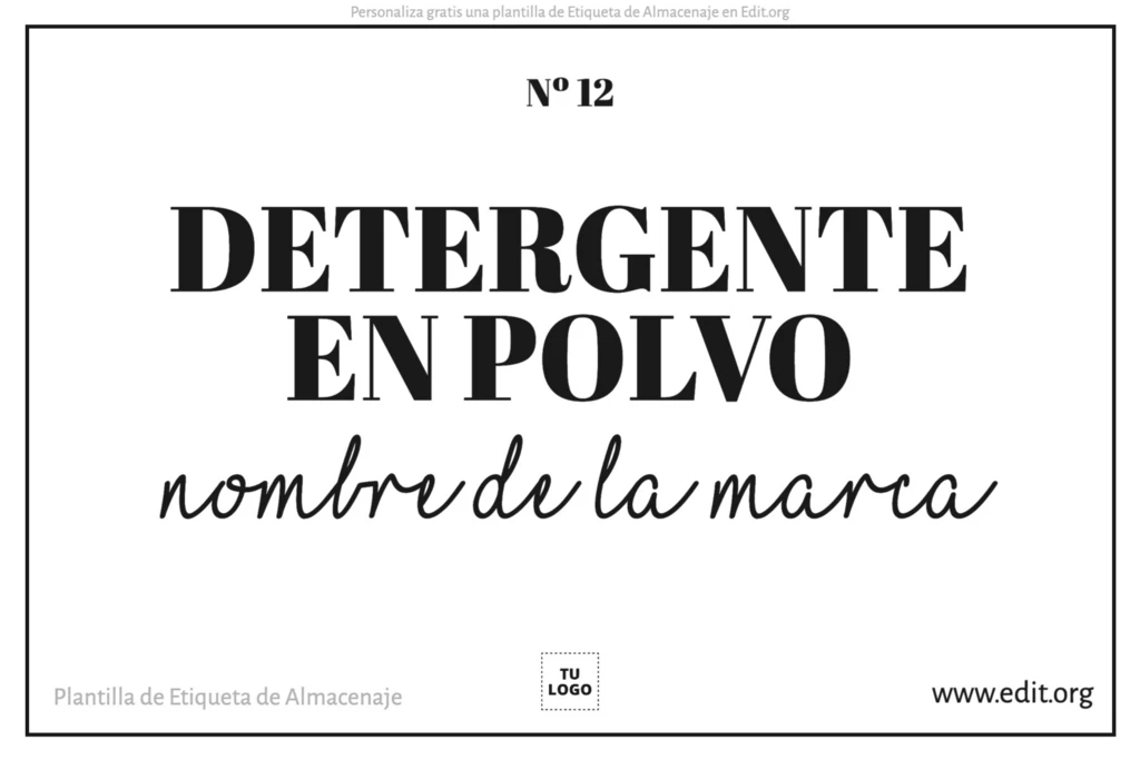 Plantilla de Etiqueta de Almacenamiento para producto gratis