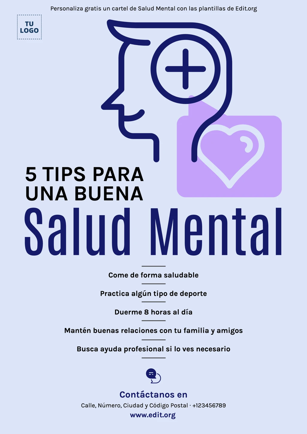 Póster de Salud Mental para editar gratis online
