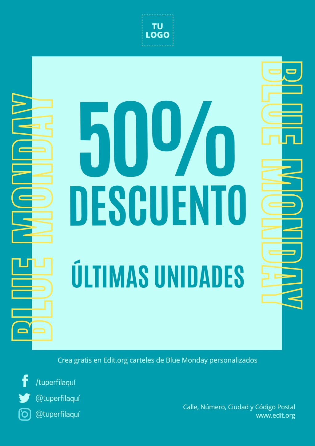 Editor gráfico online de carteles para Blue Monday gratis