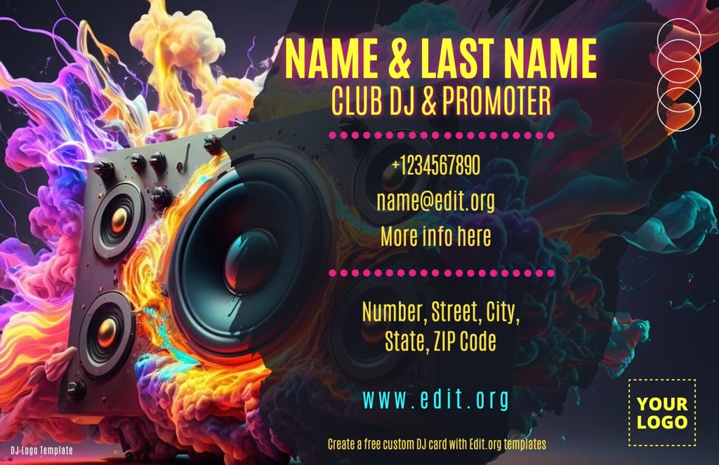Editable DJ Business card examples to download