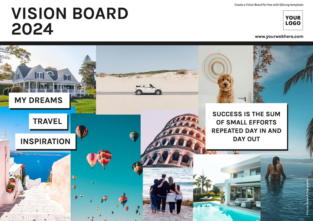 Blank Vision Board template to customize online