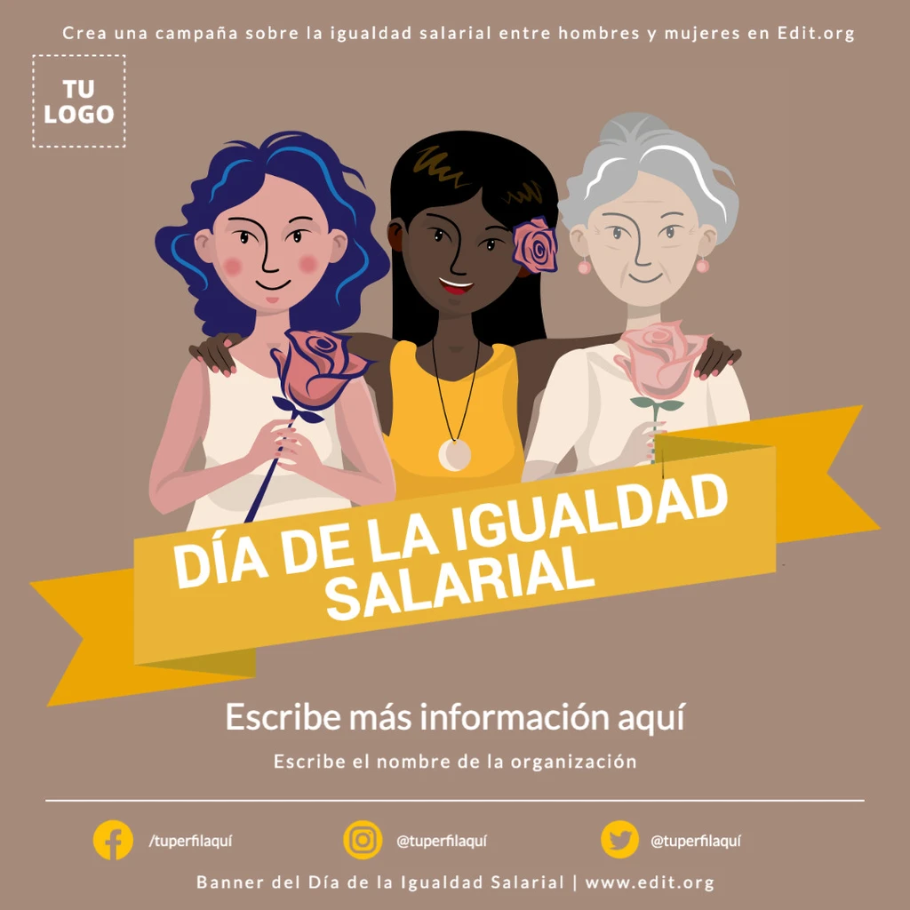 Cartel de equidad salarial entre hombres y mujeres editable