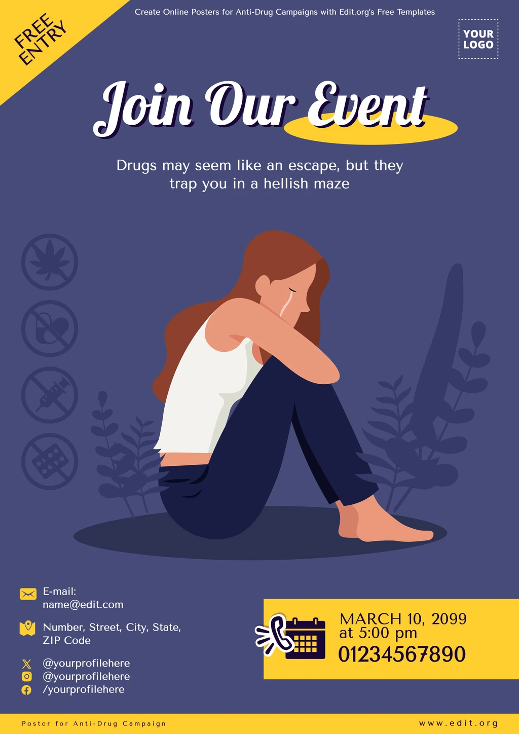 Downloadable Antidrug Campaign poster template for free