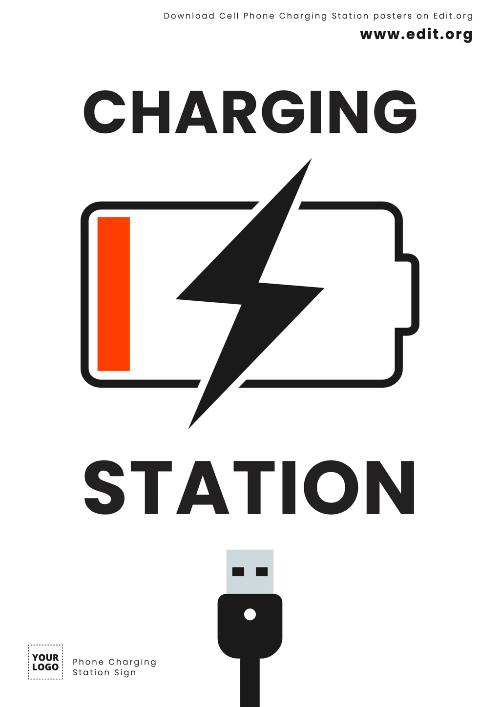 Charging of Cell Phone signage template