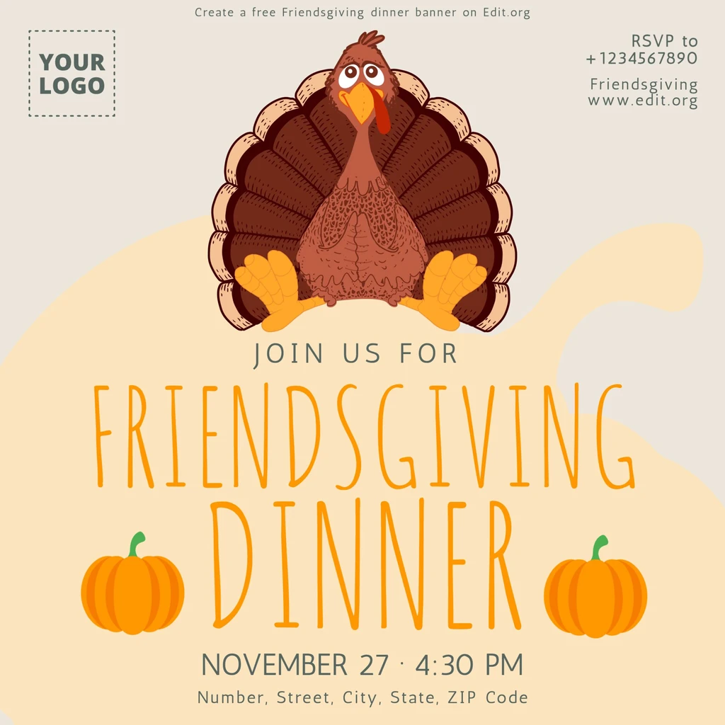 Free editable Friendsgiving online invitation template