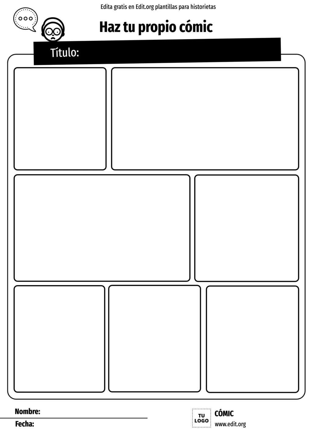 Plantilla cómic 7 viñetas para descargar gratis
