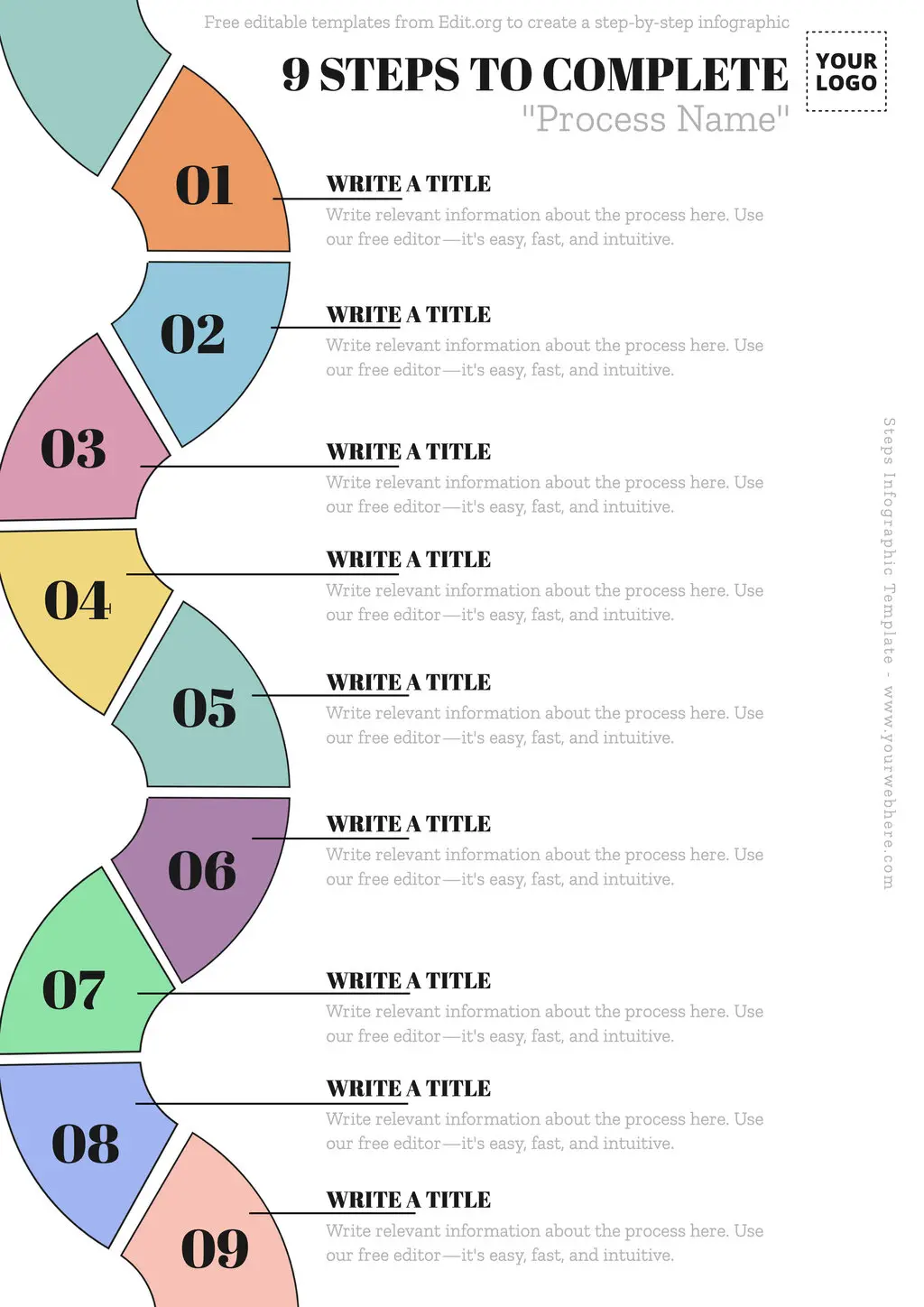 Printable 9 step infographic design template