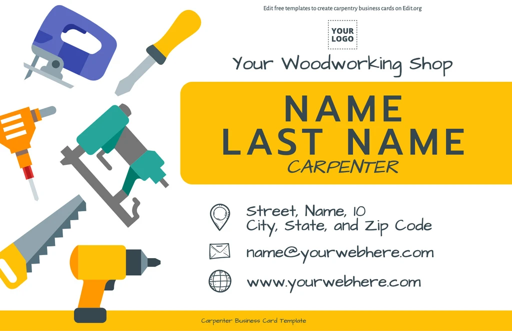 Free editable Woodwork Visiting Card design