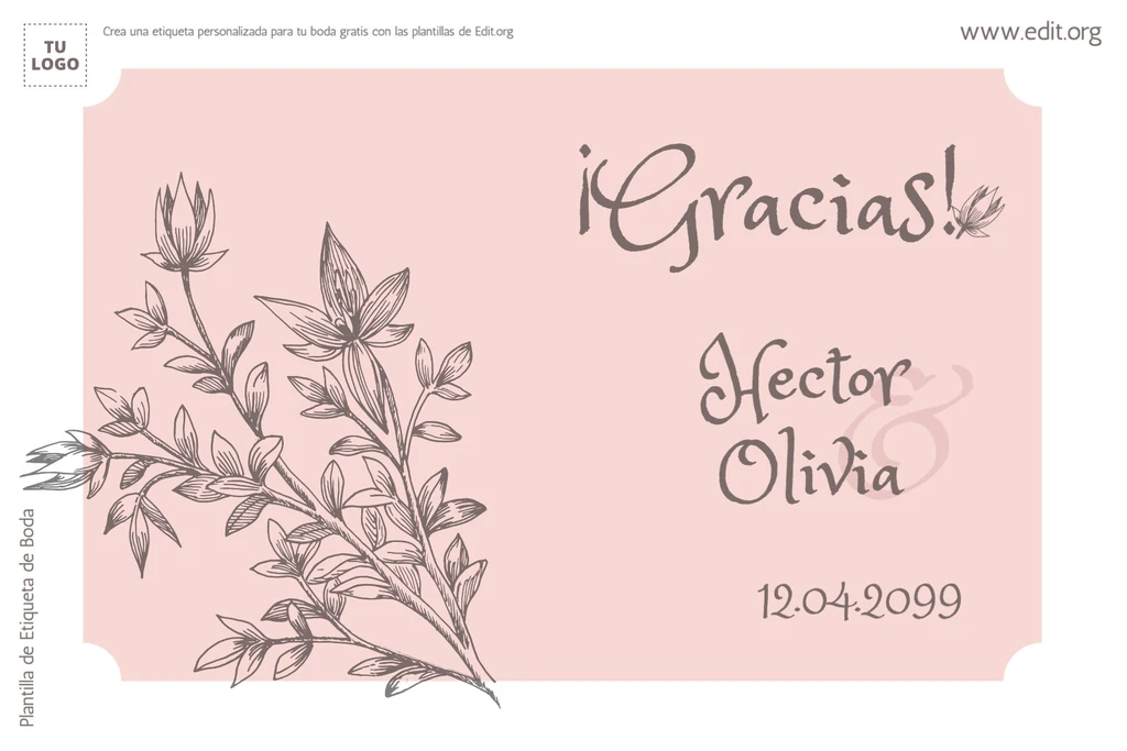 Plantillas de Etiquetas de Bodas editables para descargar
