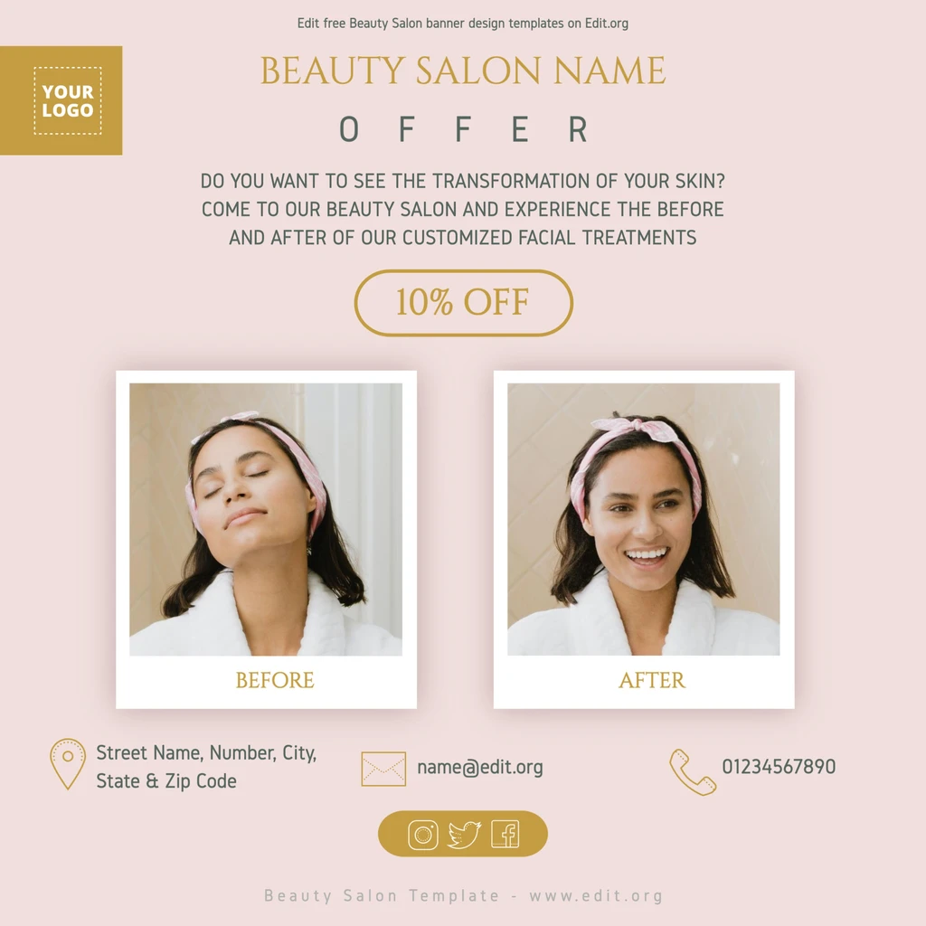 Customizable banner design for Beauty Salon for free