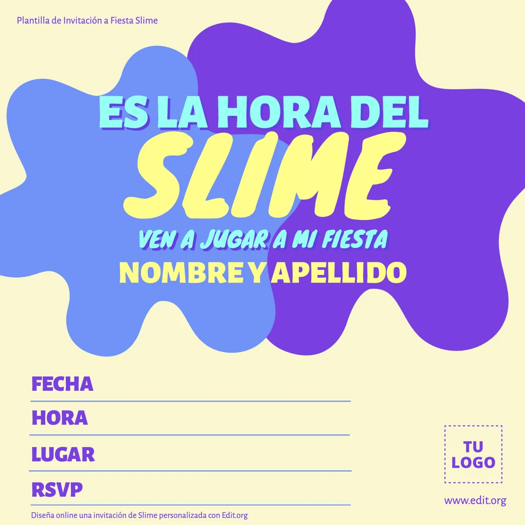 Invitaciones de Slime personalizables online gratis