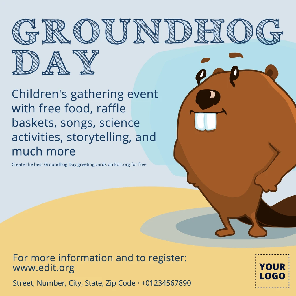 Editable Happy Groundhog Day card template