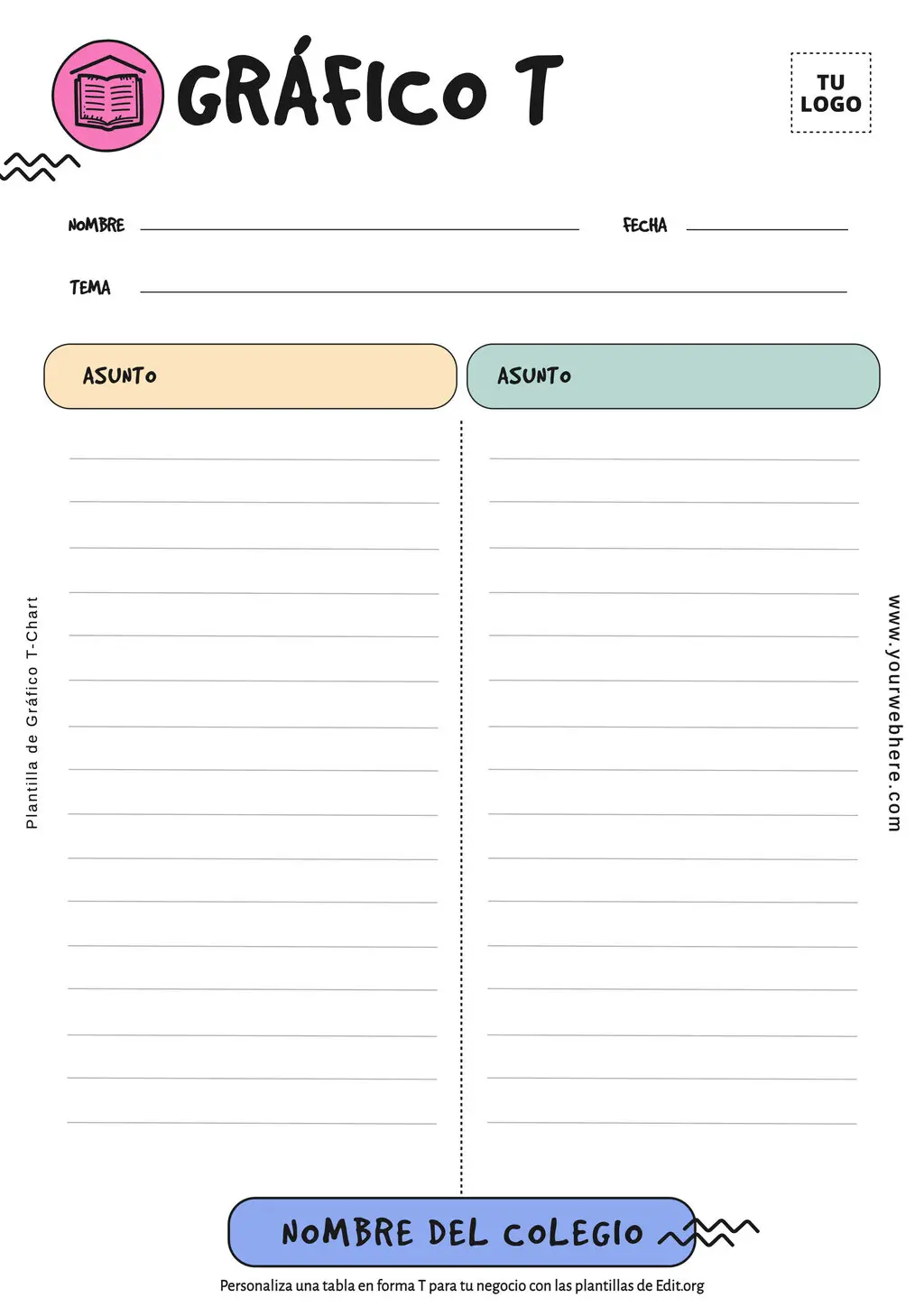 Plantilla de gráfico T para imprimir gratis