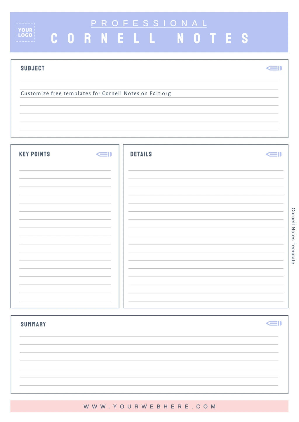 Free Cornell method note taking template