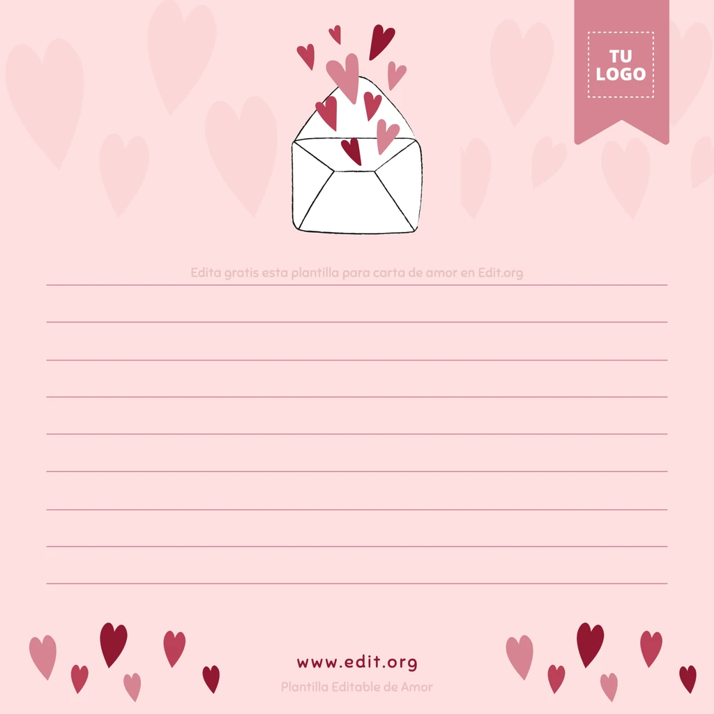 Plantilla para carta de amor personalizable gratis