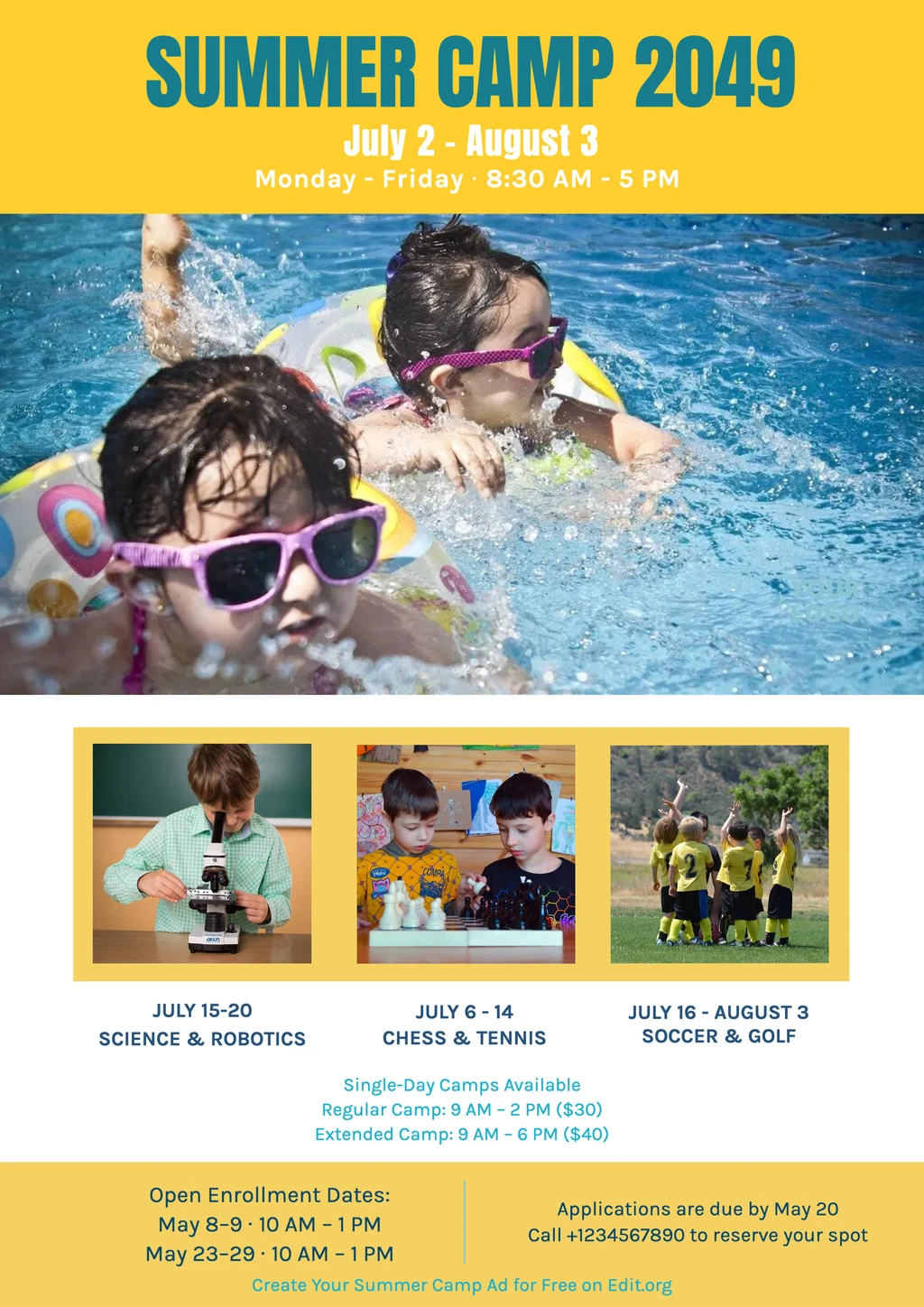Printable Summer Camp flyer design template
