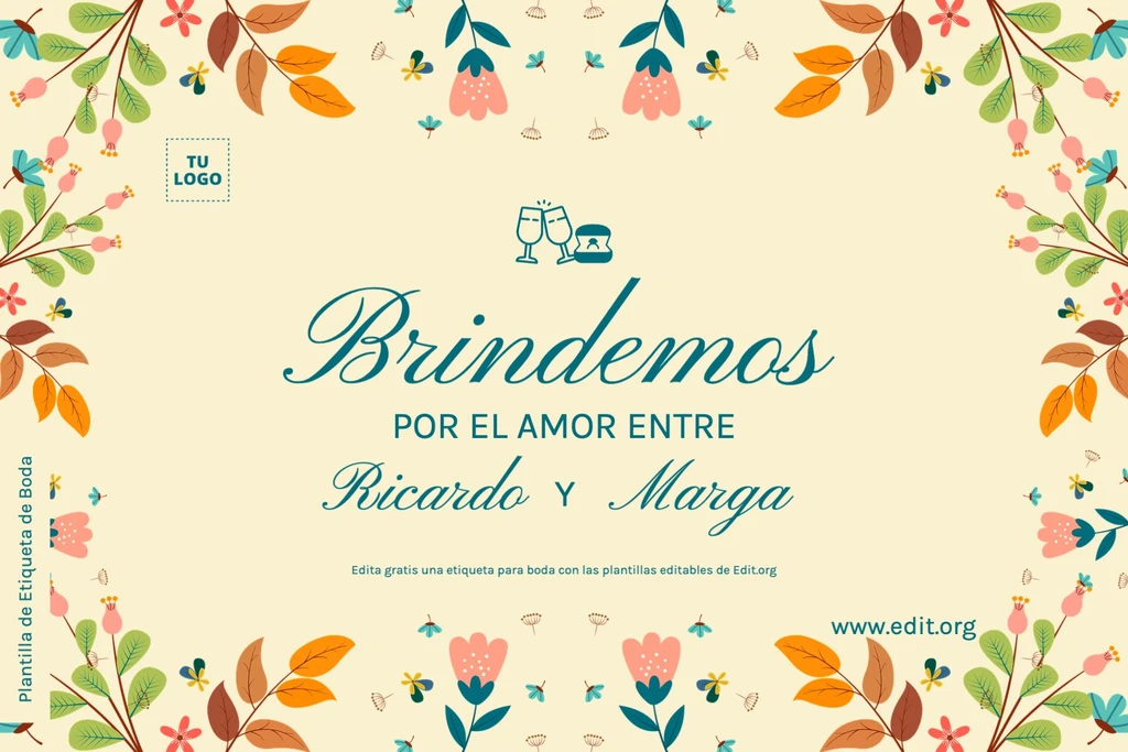 Imprimir plantillas Etiquetas para Boda para editar