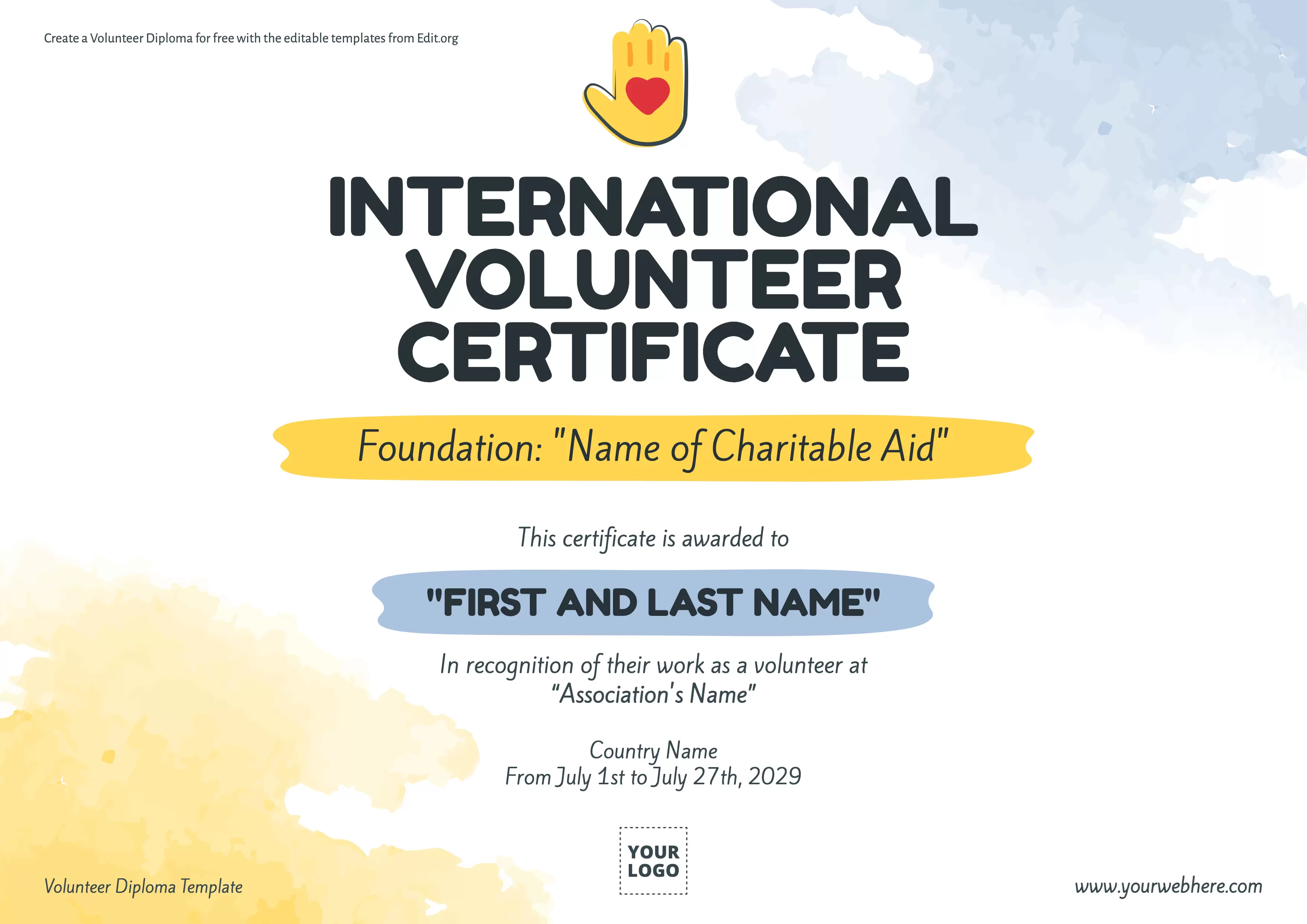 Printable Volunteer Recognition Certificate template online