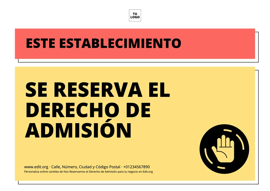 Cartel Derecho de Admisión hostelería para imprimir